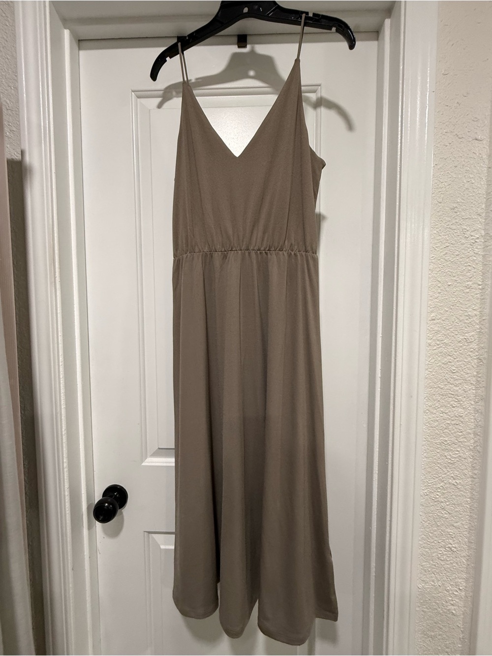 H&M Taupe Maxi Slip Dress with V-Neck